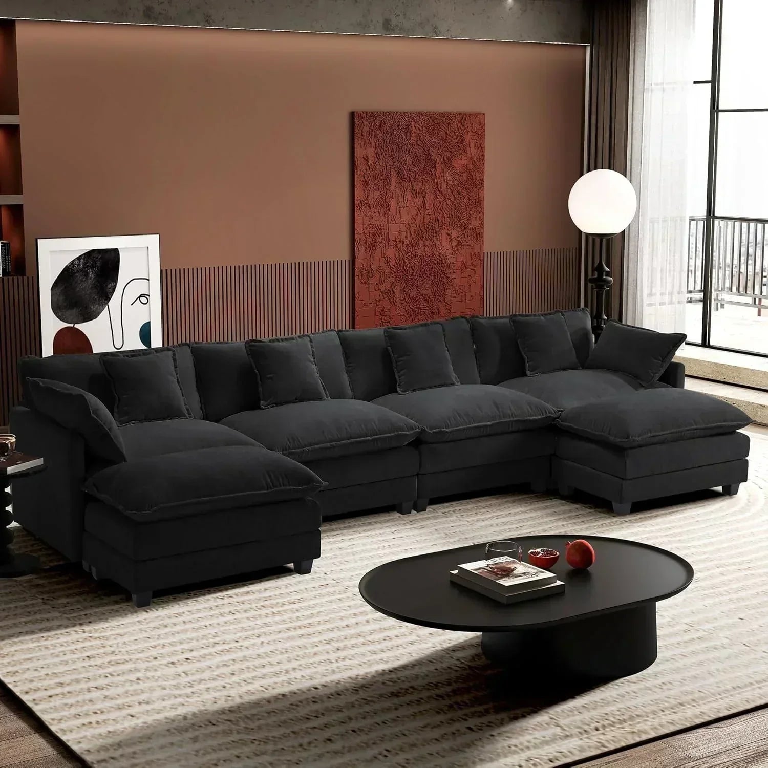 ihanherry 146-inch U-shaped modern sofa modular area cloud sofa